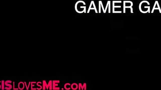 Lucky Stud Lets his Petite Blonde Step Sister Play with his Game but only if she Plays with his Penis