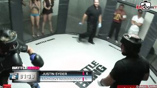 Bushy dark haired 19 year mature with natural titties screwed inside the boxing