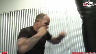 Bushy dark haired 19 year mature with natural titties screwed inside the boxing