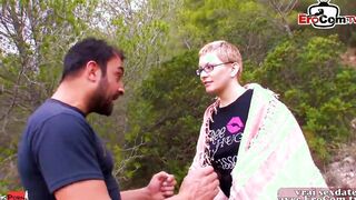 French short haired chubby 19 year mature getting anal outside in her