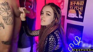 Sexy Step Sister with Dreadlocks Gave a Sweet Blowjob