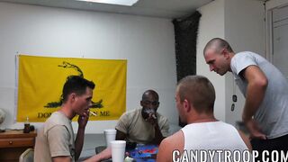 Three soldiers take some time off and ass bang together