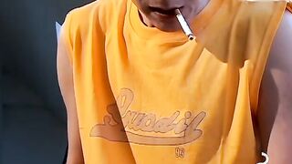 Young Stone likes to smoke while reading porn while wanking