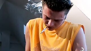 Young Stone likes to smoke while reading porn while wanking