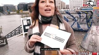 Chubby german Mom with brown hair pick up at the
