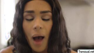 Slutty babes make a threesome anal sex