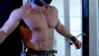 Rough BDSM session with whipping for incredibly buff hunk