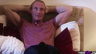 Stepdaughter in bed together with her stepdad