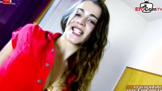 Amateur Casting with a natural dark haired French women