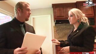 Blonde secretary with gigantic tits seduce her boss for a boned