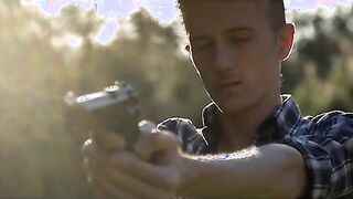 Amber Nevada is on an interesting date, where her boyfriend Kendo Ortiz is showing her how to shoot a gun.