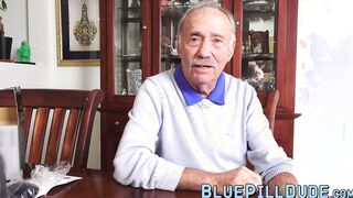 Lucky grandpa stuffs a sweet teens tight pussy with his dick