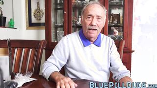 Lucky grandpa stuffs a sweet teens tight pussy with his dick