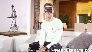 Solo cock masturbation with handsome masked jock