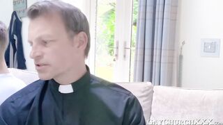 Confession ends with mutual blowjobs and bareback prayers