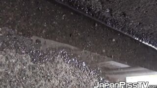 Young Japanese babes secretly peeing all around town