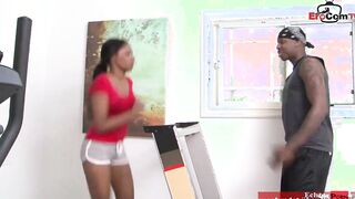 Skinny black Eighteen with small tits seduce her black trainer