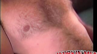 Sexy bum driller pulls his cock out and jerks off wildly