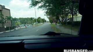 Babe Selene Sinclair tricked into throat fucking on the road