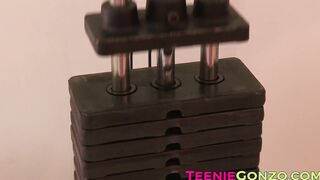 Pussy craving teen going wild with her roomie at the gym