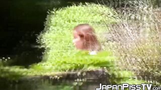 Japanese teens having fun peeing in public