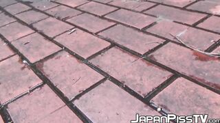 Japanese teens having fun peeing in public