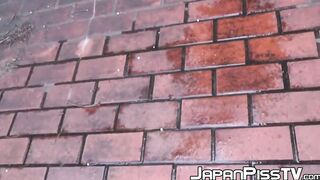 Japanese teens having fun peeing in public