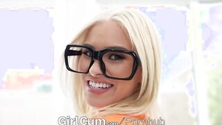 GIRLCUM Blonde enjoying Numerous Extreme Orgasms On Halloween