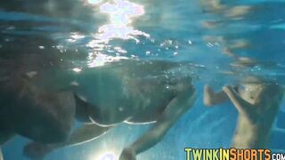 Three twinks sucking their cocks and barebacking in threeway