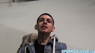 Latino twink Jordan masturbates passionately and teases solo