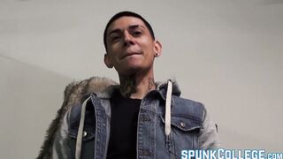 Latino twink Jordan masturbates passionately and teases solo