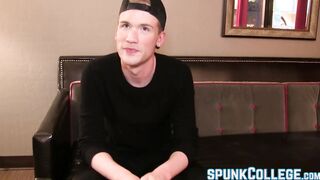 Naughty young gentleman tugging cock while playing anally
