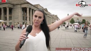 Real german street Casting with a sexual african haired skank