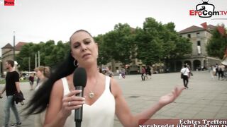 Real german street Casting with a sexual african haired skank
