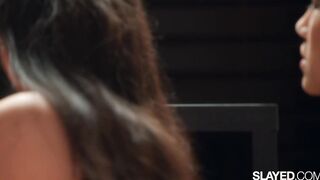 SLAYED Violet Myers submits her long natural hooters to Vicki Chase