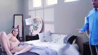 Horny Stepsister Caught Masturbating While Sharing The Bed
