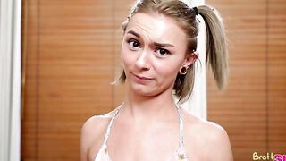 Nathan Bronson finds his stepsister Chloe Temple in the living room searching through the couch cushions. He asks what she's