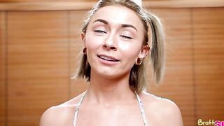 Nathan Bronson finds his stepsister Chloe Temple in the living room searching through the couch cushions. He asks what she's