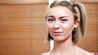 Nathan Bronson finds his stepsister Chloe Temple in the living room searching through the couch cushions. He asks what she's