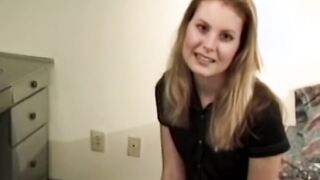 Cutie with small titties gets her pussy fucked in classic porn vid