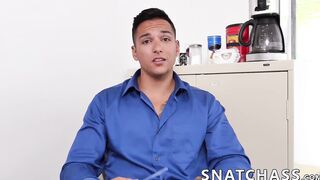 Office guy getting anal and mouth smashed in threesome