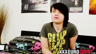 Young twink ends interview with big cock jerking solo