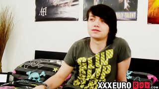 Young twink ends interview with big cock jerking solo