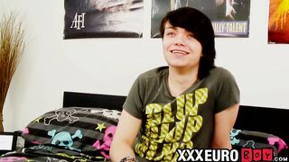 Young twink ends interview with big cock jerking solo