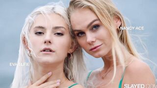 SLAYED Blonde beauties Nancy & Eva got sexsual at work