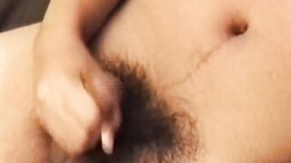 Small Asian amateur jerking his stiff little cock off