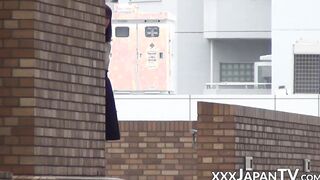 Japanese amateur babe shows upskirt and panties in public