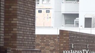 Japanese amateur babe shows upskirt and panties in public