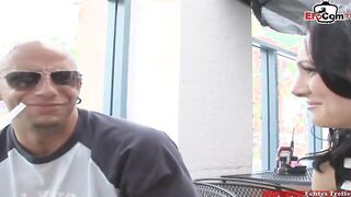 Dark Hair teen Year Older with small jugs picked up for a sex
