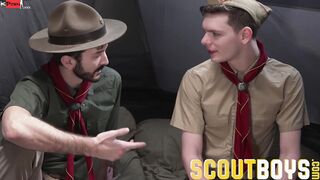 Smooth, adorable scout boy seduced & boned raw by bushy DILF